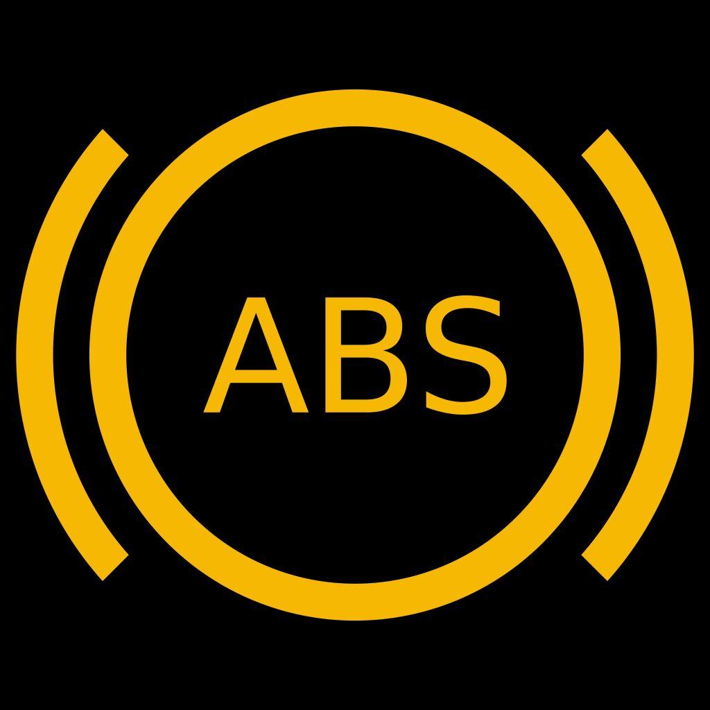 Amber Vector Graphic On A Black Background Of A Dashboard Warning Light For Anti Lock Braking System